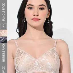 FIMS Pack Of 2 Self Design Bras Full Coverage Lightly Padded-23