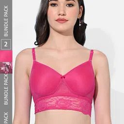 FIMS Pack Of 2 Floral Printed Full Coverage Lightly Padded Bra With All Day Comfort-11