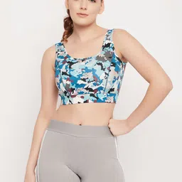 Clovia Blue & White Abstract Bra Lightly Padded-44