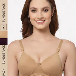 Floret Pack of 2 Lightly Padded Non-Wired Seamless All Day Comfort Push-Up Bra-picture-5