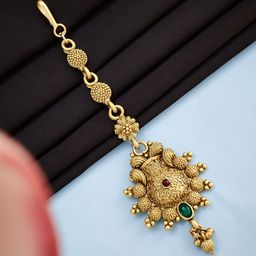 ATIBELLE Gold-Plated Stone-Studded Maang Tikka-image-71