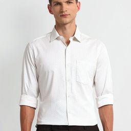 Arrow Men Modern Spread Collar Geometric Printed Cotton Slim Fit Formal Shirt-image-81