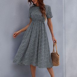 Outzidr Polka Dot Print Fit & Flare Midi Dress-image-48