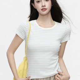 LULU & SKY Women Striped Extended Sleeves Pockets Slim Fit T-shirt-image-52