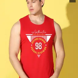 WOOSTRO Pack Of 2 Printed Combed Cotton Gym Vests VWS26(98 RED)(BKLN OLIVE)-image-58