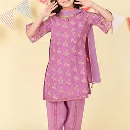 Fabindia Girls Ethnic Motifs Printed Regular Kurta with Salwar & Dupatta-picture-40