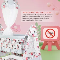 flammable Cradle for kids cradle for baby boy and girl Cradle With Swing & Mosquito Net Bassinet image 3