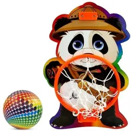 Panda Shaped Kids Hangable Indoor Outdoor Basket Board Kit Basket Ball Set Basketball Ring-image-92