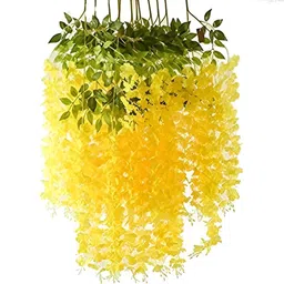 Nutts Yellow And Green 6 Pieces Hanging Orchid Artificial Flowers-11