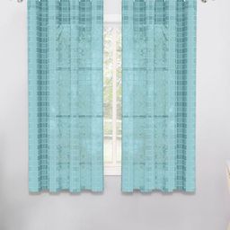 Story@home Serene Blue Set of 2 Geometric Sheer Window Curtains-image-49