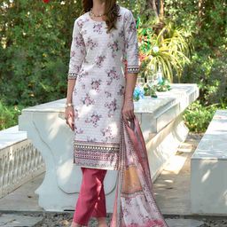 MOJILAA Women Floral Printed Regular Pure Cotton Kurta with Trousers & With Dupatta-23