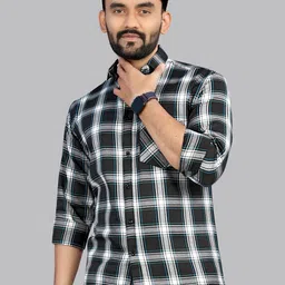 allan peter Men Classic Tartan Checks Opaque Checked Casual Shirt-image-50