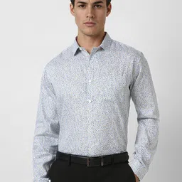 V Dot Men Slim Fit Spread Collar Geometric Printed Cotton Formal Shirt-image-80