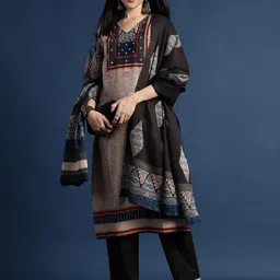 RAJMANDIRFABRICS Abstract Printed Mirror Work Pure Cotton Kurta With Trouser & Dupatta-26