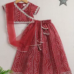 The Magic Wand Girls Embellished Thread Work Ready to Wear Lehenga & Blouse With Dupatta-image-11