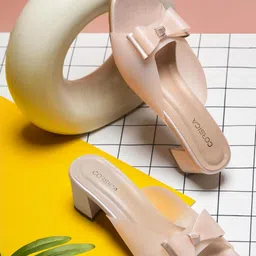 CORSICA Synthetic Leather Peach Heels-18