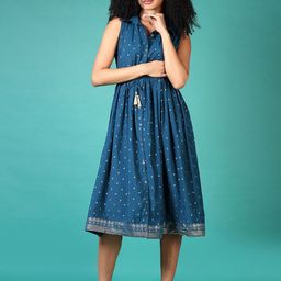 LIMEROAD Floral Printed Shirt Collar Neck Ethnic Dress-image-95