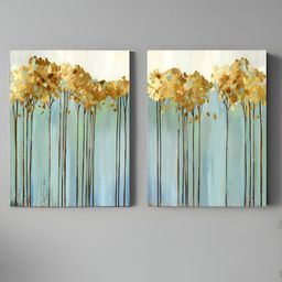 Myntra Elegant Homes Yellow & Blue Set of 2 Nature Theme Stretched Canvas Wall Painting-image-28