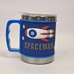 deedecorwave Kids Blue Cute Cartoon Design Printed Stainless Steel Matte Mug 250 ml-29