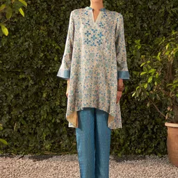Lakshita Printed Mnadarin Collar Tunic With Trousers Co-Ords-image-50