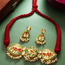 Anouk Gold-Plated Kundan Studded & Beaded Jewellery Set-22