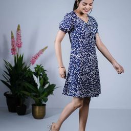 Eilaa Women Floral Printed Sweetheart Neck Wrap A-Line Dress-image-53