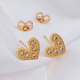 Saizen Gold-Plated Artificial Stones Studded Heart Shaped Studs-image-65