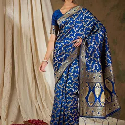 SHADOW & SAINING Ethnic Motifs Zari Banarasi Saree-image-19