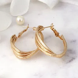 Adwitiya Collection Gold Plated Classic Hoop Earrings-image-94