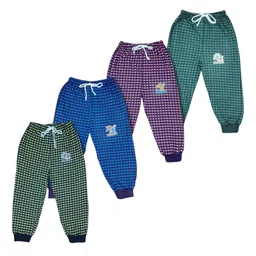 Shajiv Kids Pack Of 4 Checked Pure Cotton joggers-picture-10