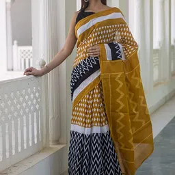 Craft Musium Pure Cotton Bagru Saree-image-81
