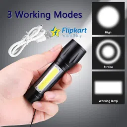 Flipkart SmartBuy Torch Light Mini Aluminum Long Range Rechargeable Torch, Emergency Lights Camping Light, Flashlight, Keychain Torch Waterproof Metal TORCH Zoomable Led Light image 2
