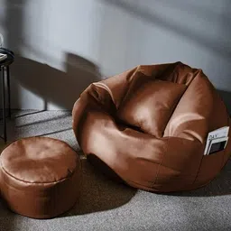 flipkart perfect homes studio XXXL Filled Bean Bag with Cushion and Footrest - Scratch Resistant Premium Leatherite Bean Bag Chair With Bean Filling-picture-46