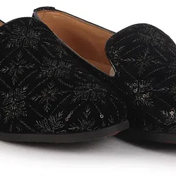 Ethnic Velvet Sequin Embroidered Juttis for Wedding|Traditional Kurtas Shoes Mojaris For Men-picture-1
