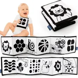 Black and White High Contrast Baby Cloth Book for Sensory Tummy Time and Play-18