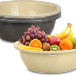 Plastic Multipurpose Storage Basket for office & Home|12 LTR|Pack of 4|Cream & Gray Storage Basket-image-6