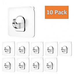 Anti-Skid Hooks Reusable Transparent Strong Wall Hanging Hooks, Waterproof Drill-Free Wall for Bathrooms Kitchen Hook 10-21