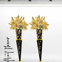 HOME DECOR PACK OF 2 BLACK#G FLOWER VASE CORNER CENTRE PCS Iron Vase-image-59