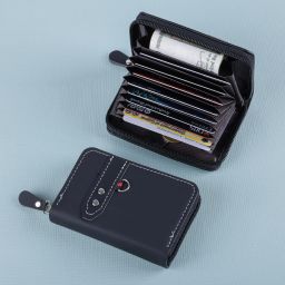 Men & Women Casual Black Genuine Leather RFID Card Holder-image-97