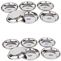 Stainless Steel Set of 12 Side Serving Fruit Dessert Plates Quarter Plate-8