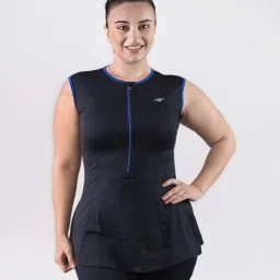 plus size black 2-piece zipper padded swimset for women for women Solid Women Black Swimsuit-97