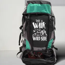 Adventure Series Water Resistance Trekking Hiking Travel Bag with Shoe Compartment Rucksack- 55 L (Black/Turquoise) Rucksack - 55 L-image-75