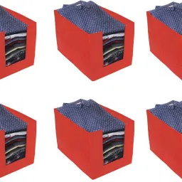 Tiarakrafts Shelf organizer shirt stacker Wardrobe/storage organizer Red set of 6 Poly-canvas Laundry Bag-42