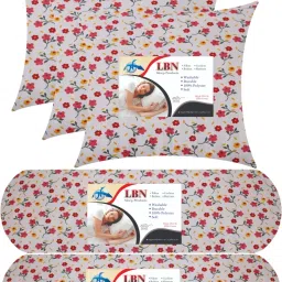 3 Cushion 2 Bolster Microfibre Solid Bolster Pack of 5-image-28