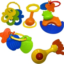 Infant Plastic Non-Toxic Rattles,Set of 5 Pecs, for New Born Rattle-7