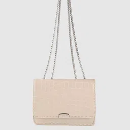 Lino Perros Women Off White Croc Textured Structured Shoulder Bag-8