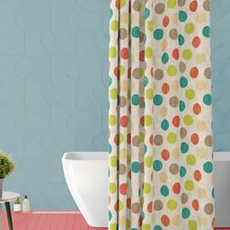 ArtzFolio Beige & Green Printed Waterproof Shower Curtain-image-46