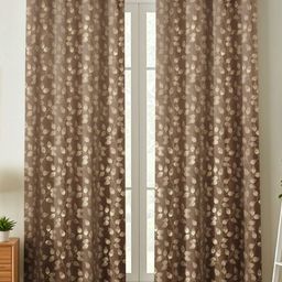 Galaxy Home Decor Brown & Gold-Toned 2 Pieces Printed Velvet Room Darkening Door Curtain-picture-41