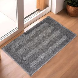 Aura Grey Striped Microfiber Ultra Absorbent Bath Mat-26