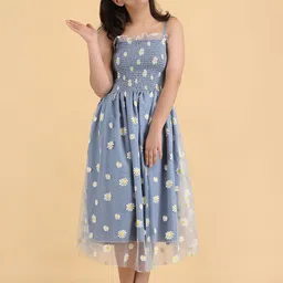 STARWORD Polka Dot Print Net Fit & Flare Midi Dress image 2
